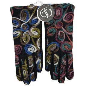 Dupatta Designs Kelvin Swirl or Portia embroidered wool gloves NEW